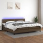 Letto a Molle Materasso e LED Marronescuro 200x200cm in Tessuto