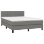 Letto a Molle Materasso e LED Grigio Scuro 140x190cm in Tessuto