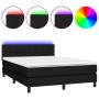 Letto a Molle con Materasso e LED Nero 140x200 cm in Tessuto