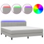 Letto a Molle Materasso e LED Grigio Chiaro 180x200 cm Tessuto