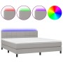 Letto a Molle Materasso e LED Grigio Chiaro 160x200 cm Tessuto