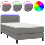 Letto a Molle Materasso e LED Grigio Scuro 100x200cm in Tessuto