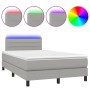 Letto a Molle Materasso e LED Grigio Chiaro 120x200 cm Tessuto