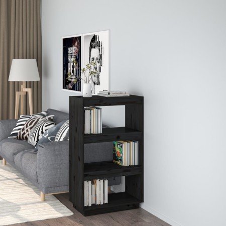 Libreria/Divisorio Nero 60x35x103 cm in Legno Massello di Pino