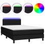 Letto a Molle con Materasso e LED Nero 120x200cm in Tessuto