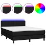 Letto a Molle con Materasso e LED Nero 140x190 cm in Tessuto