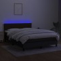 Letto a Molle con Materasso e LED Nero 140x190 cm in Tessuto