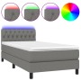 Letto a Molle Materasso e LED Grigio Scuro 90x200 cm in Tessuto