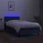 Letto a Molle con Materasso e LED Blu 100x200cm in Tessuto