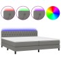 Letto a Molle Materasso e LED Grigio Scuro 200x200cm in Tessuto