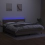 Letto a Molle con Materasso e LED Tortora 180x200 cm in Tessuto