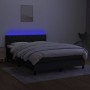 Letto a Molle con Materasso e LED Nero 140x190 cm in Tessuto