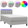 Letto a Molle Materasso e LED Grigio Chiaro 80x200 cm Tessuto