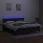 Letto a Molle con Materasso e LED Nero 180x200cm in Tessuto