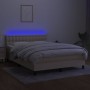 Letto a Molle con Materasso e LED Crema 140x190 cm in Tessuto