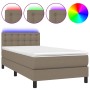 Letto a Molle con Materasso e LED Tortora 100x200cm in Tessuto