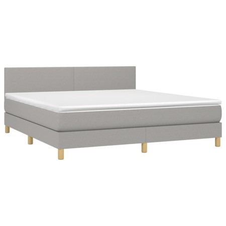 Letto a Molle Materasso e LED Grigio Chiaro 160x200 cm Tessuto