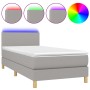 Letto a Molle Materasso e LED Grigio Chiaro 100x200 cm Tessuto