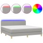 Letto a Molle Materasso e LED Grigio Chiaro 180x200 cm Tessuto