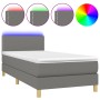 Letto a Molle Materasso e LED Grigio Scuro 80x200 cm in Tessuto