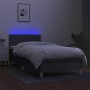 Letto a Molle Materasso e LED Grigio Scuro 80x200 cm in Tessuto