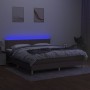 Letto a Molle con Materasso e LED Tortora 160x200 cm in Tessuto