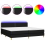 Letto a Molle Materasso e LED Nero 200x200cm in Tessuto