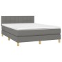 Letto a Molle Materasso e LED Grigio Scuro 140x200cm in Tessuto