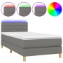 Letto a Molle Materasso e LED Grigio Scuro 90x190 cm in Tessuto