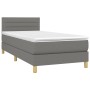 Letto a Molle Materasso e LED Grigio Scuro 90x190 cm in Tessuto