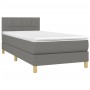 Letto a Molle Materasso e LED Grigio Scuro 100x200cm in Tessuto