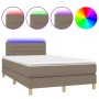 Letto a Molle con Materasso e LED Tortora 120x200cm in Tessuto