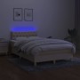 Letto a Molle con Materasso e LED Crema 120x200cm in Tessuto