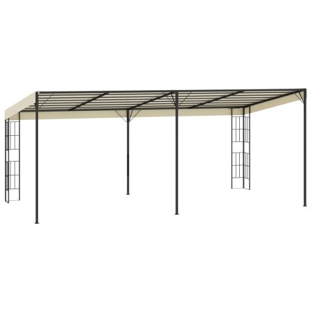 Gazebo a Parete 3x6 m Crema in Tessuto