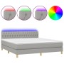 Letto a Molle Materasso e LED Grigio Chiaro 160x200 cm Tessuto