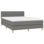 Letto a Molle Materasso e LED Grigio Scuro 140x190cm in Tessuto