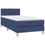 Letto a Molle con Materasso e LED Blu 90x200 cm in Tessuto