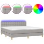 Letto a Molle Materasso e LED Grigio Chiaro 160x200 cm Tessuto