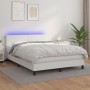 Giroletto Molle con Materasso e LED Bianco 140x190cm Similpelle