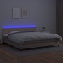 Giroletto Molle Materasso e LED Cappuccino 200x200cm Similpelle