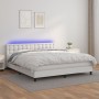 Giroletto Molle con Materasso e LED Bianco 180x200cm Similpelle