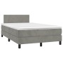 Letto a Molle Materasso e LED Grigio Chiaro 120x200 cm Velluto