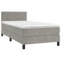 Letto a Molle Materasso e LED Grigio Chiaro 100x200 cm Velluto