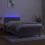 Letto a Molle Materasso e LED Grigio Chiaro 100x200 cm Velluto