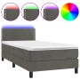 Letto a Molle con Materasso e LED Grigio Scuro 90x200cm Velluto