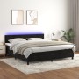 Letto a Molle con Materasso e LED Nero 180x200 cm in Velluto