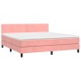 Letto a Molle con Materasso e LED Rosa 180x200 cm in Velluto