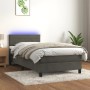 Letto a Molle con Materasso e LED Grigio Scuro 80x200cm Velluto