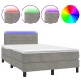 Letto a Molle Materasso e LED Grigio Chiaro 120x200 cm Velluto