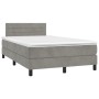 Letto a Molle Materasso e LED Grigio Chiaro 120x200 cm Velluto